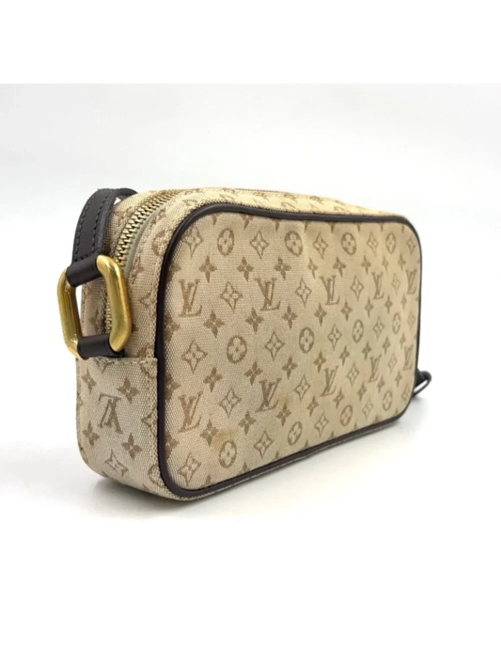 Louis Vuitton Juliette MM Monogram Mini Khaki Leather Canvas Dark Brown Beige